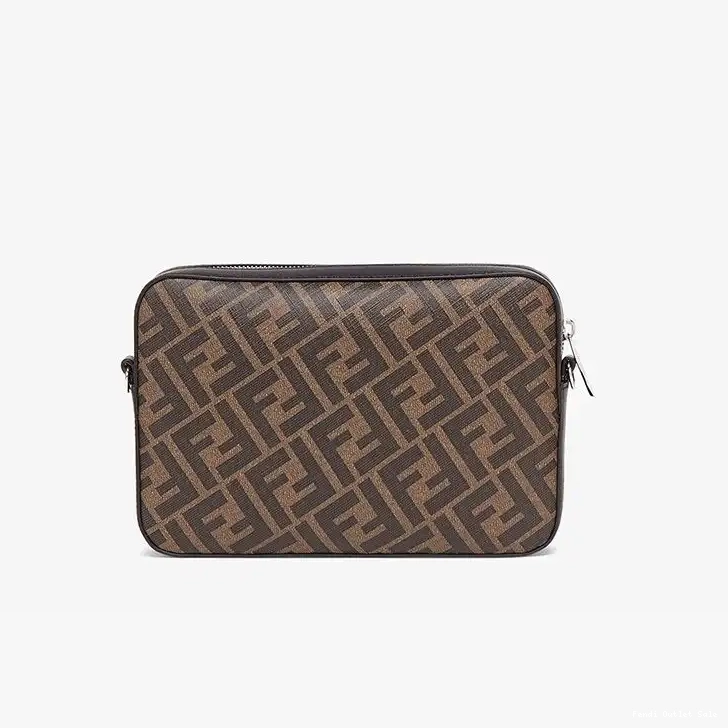 Affordable Camera In Red Motif Compact FF Fendi Case Brown Fabric 0518